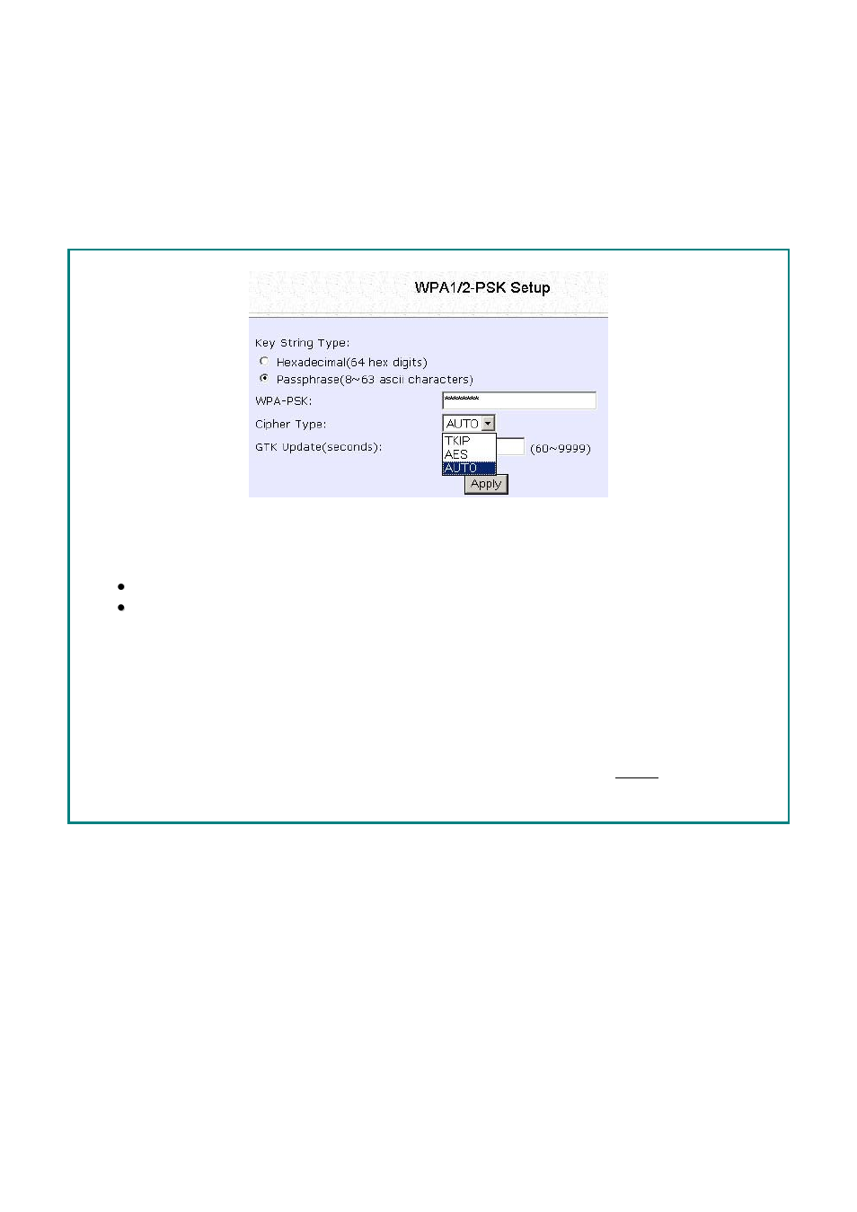 Setup wpa-personal, Passphrase (alphanumeric characters), Hexadecimal | Compex Systems WPE53G User Manual | Page 135 / 184