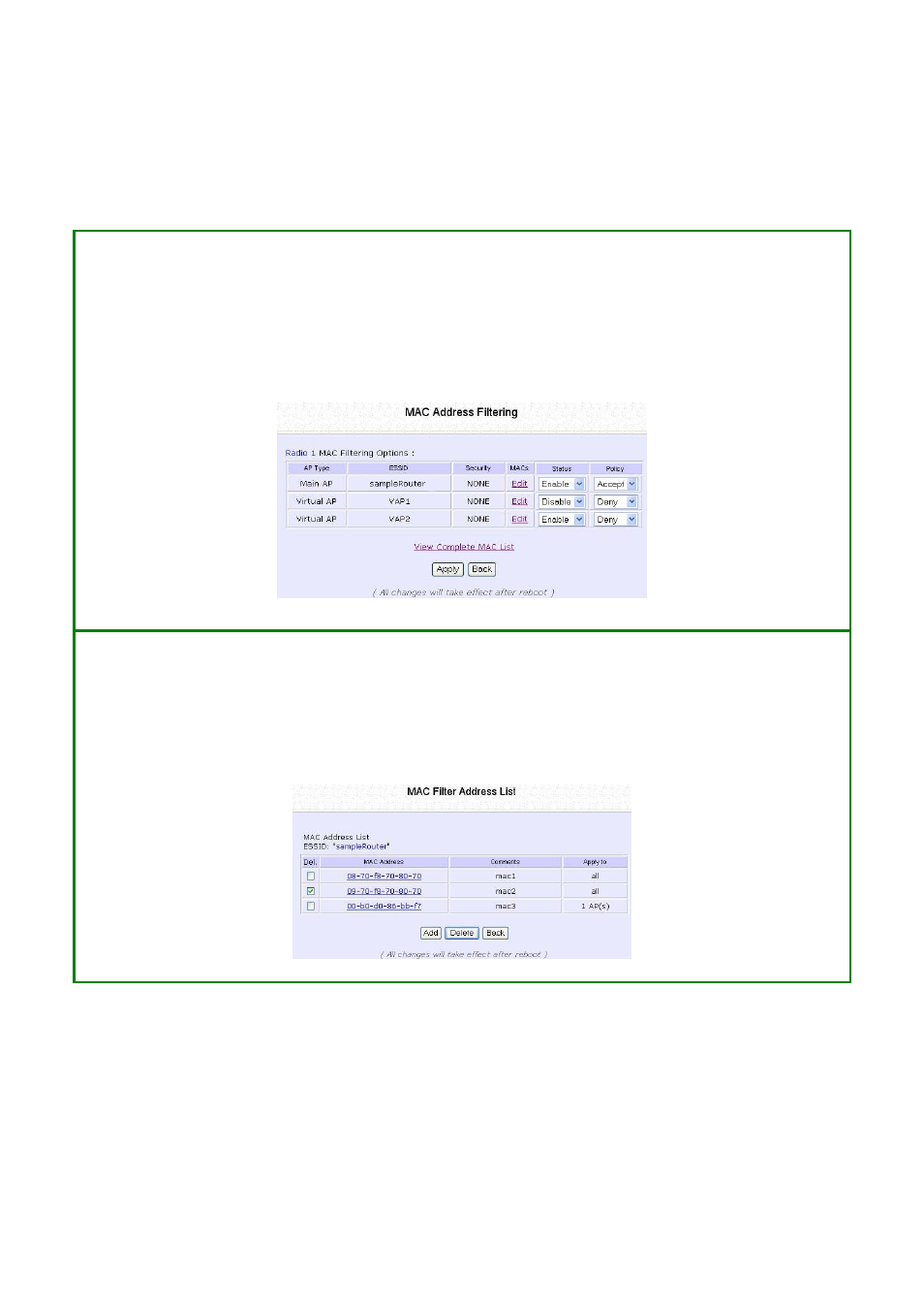 Delete a mac address from individual access point | Compex Systems WPE53G User Manual | Page 81 / 184