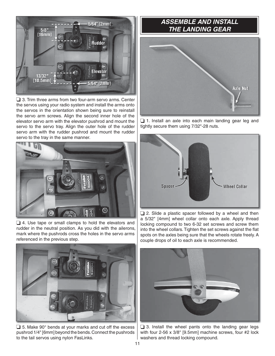 Assemble and install the landing gear | Great Planes Lanier RC Stinger II - GPMA1010 User Manual | Page 11 / 24