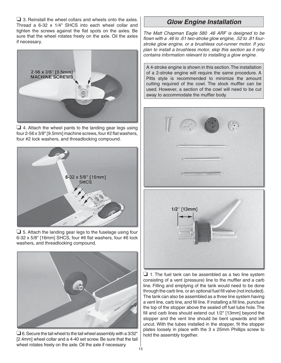 Glow engine installation | Great Planes Matt Chapman Eagle 580 46/EP ARF - GPMA1281 User Manual | Page 13 / 32