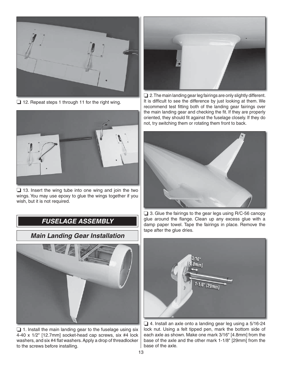 Fuselage assembly main landing gear installation | Great Planes Mister Mulligan EP ARF - GPMA1485 User Manual | Page 13 / 32