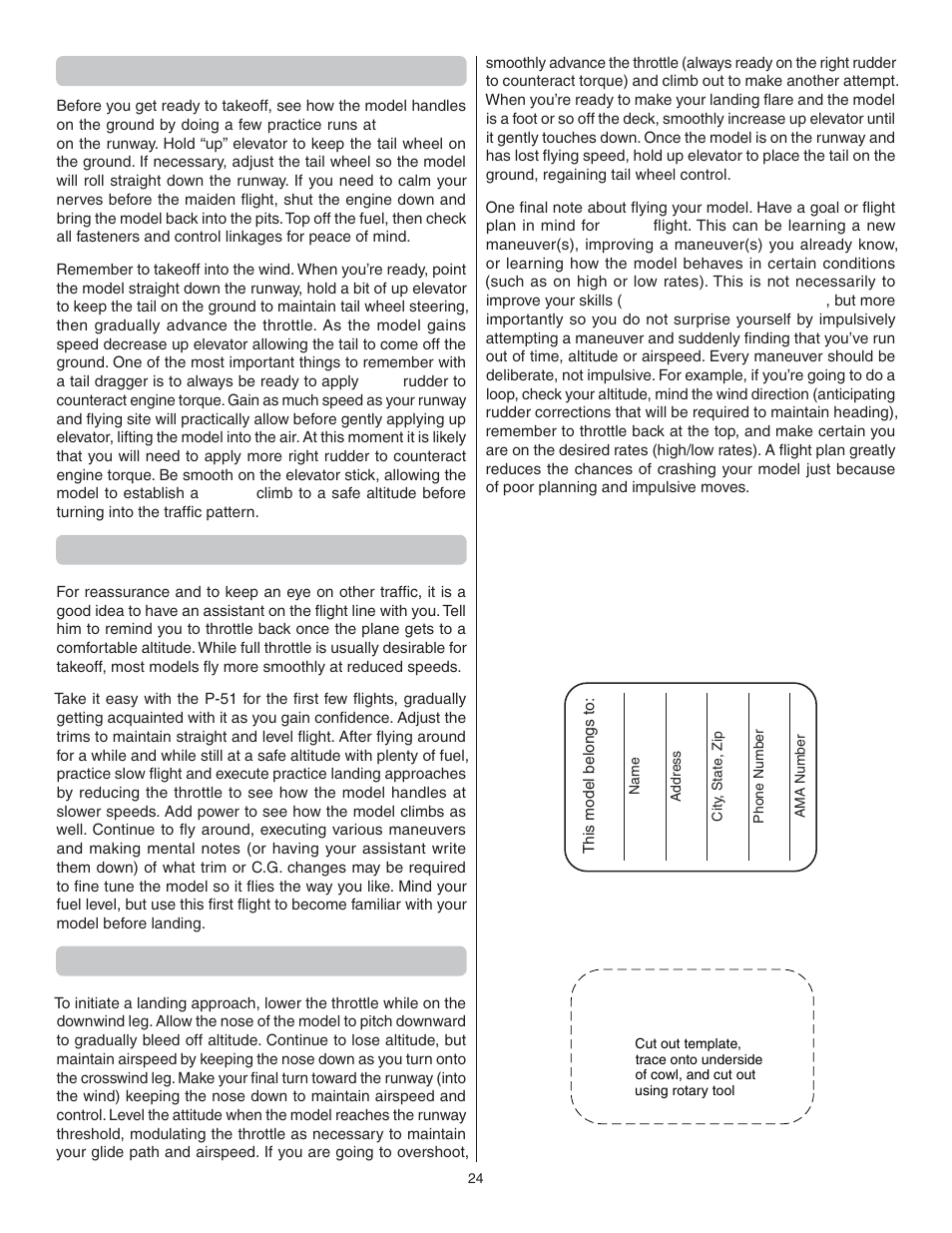 Takeoff, Flight, Landing | Good luck and great flying | Great Planes P-51 Mustang GP/EP ARF - GPMA1205 User Manual | Page 24 / 24