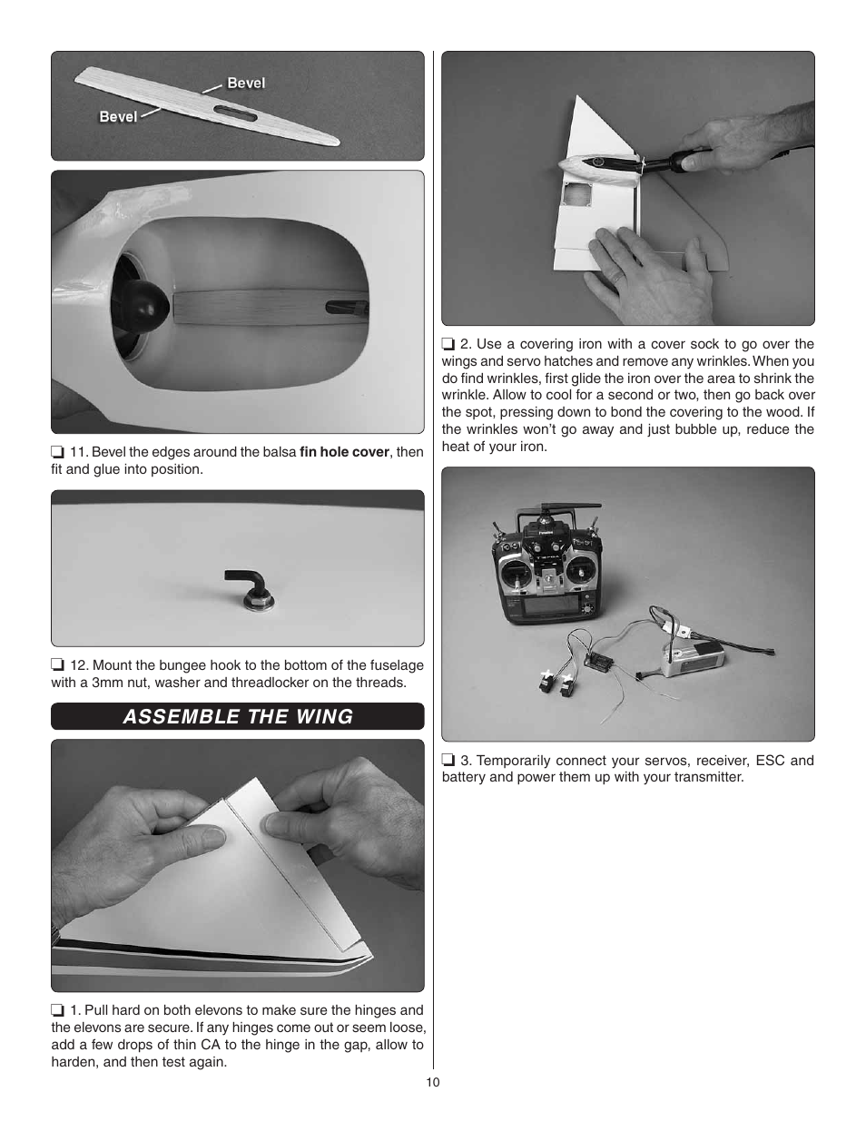 Assemble the wing | Great Planes Phazer EDF ARF - GPMA1802 User Manual | Page 10 / 24