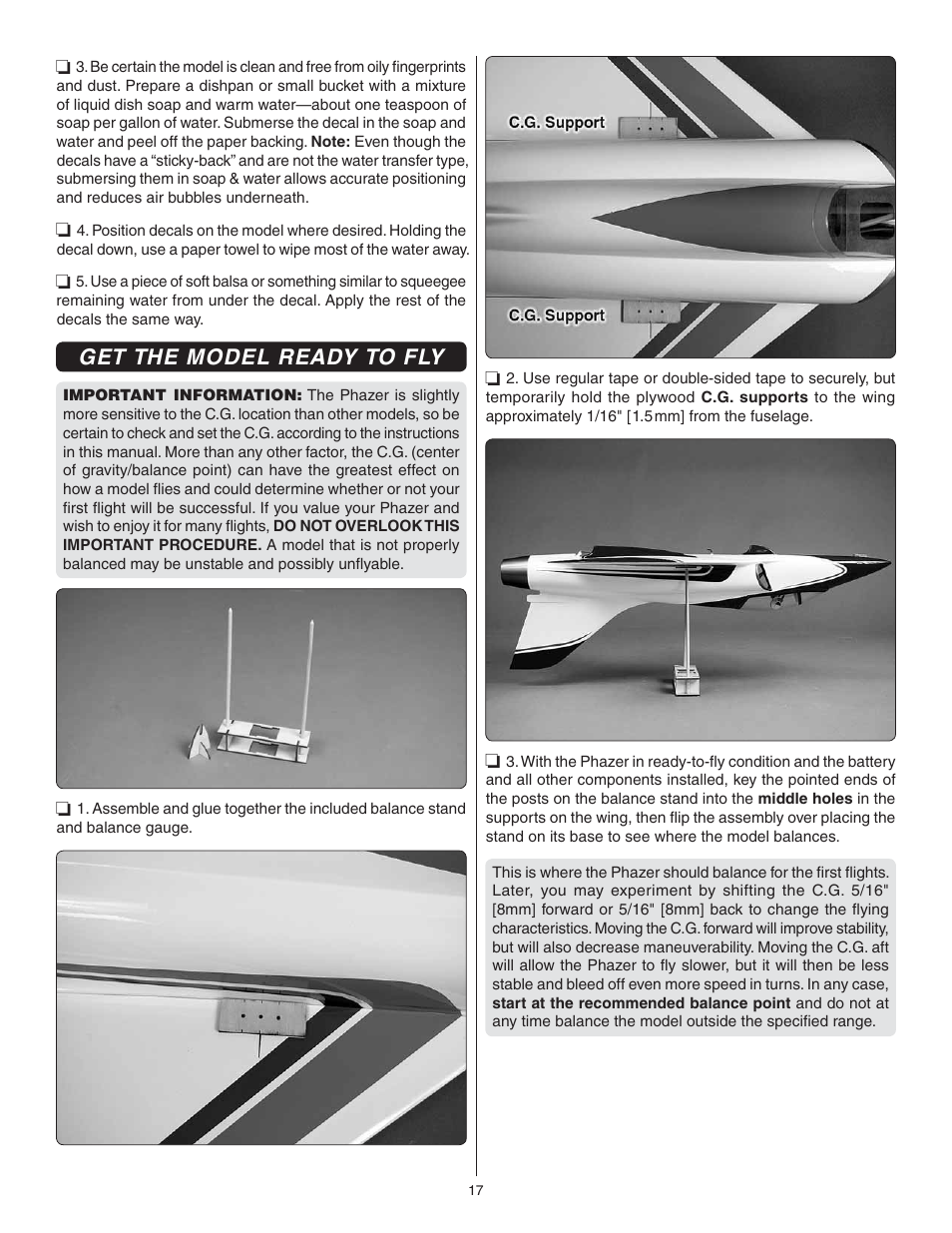 Get the model ready to fly | Great Planes Phazer EDF ARF - GPMA1802 User Manual | Page 17 / 24