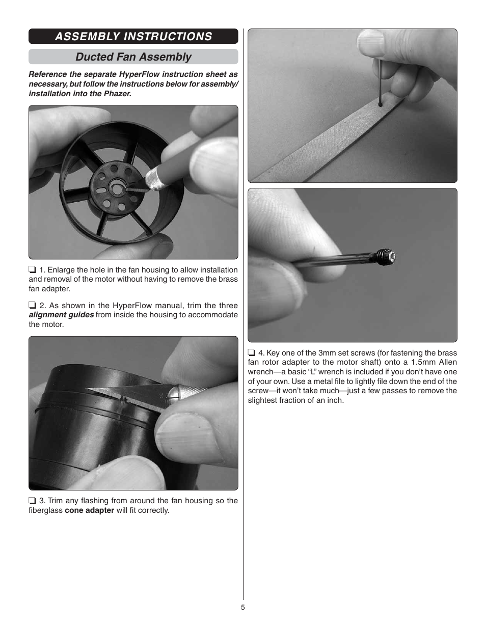 Assembly instructions ducted fan assembly | Great Planes Phazer EDF ARF - GPMA1802 User Manual | Page 5 / 24