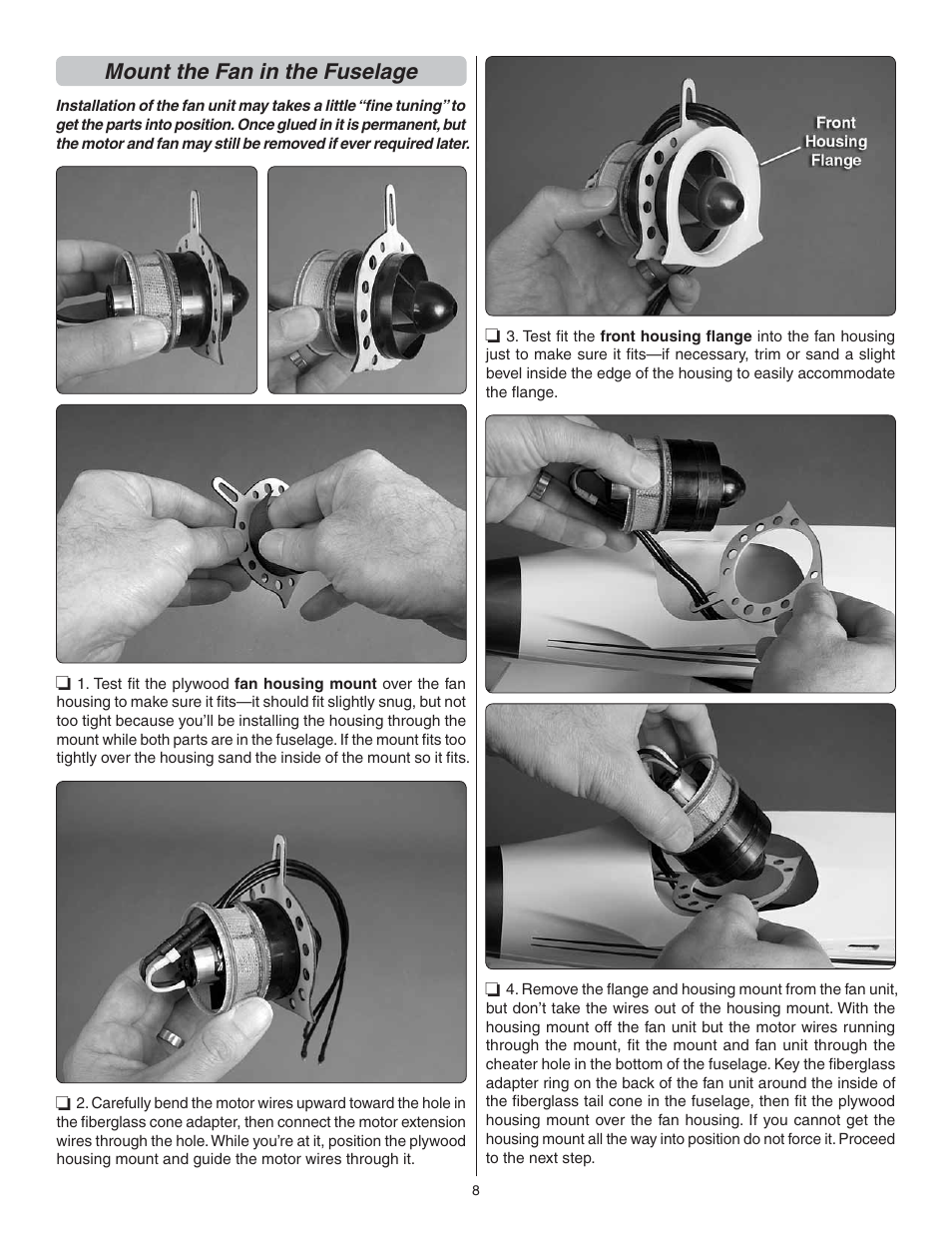 Mount the fan in the fuselage | Great Planes Phazer EDF ARF - GPMA1802 User Manual | Page 8 / 24