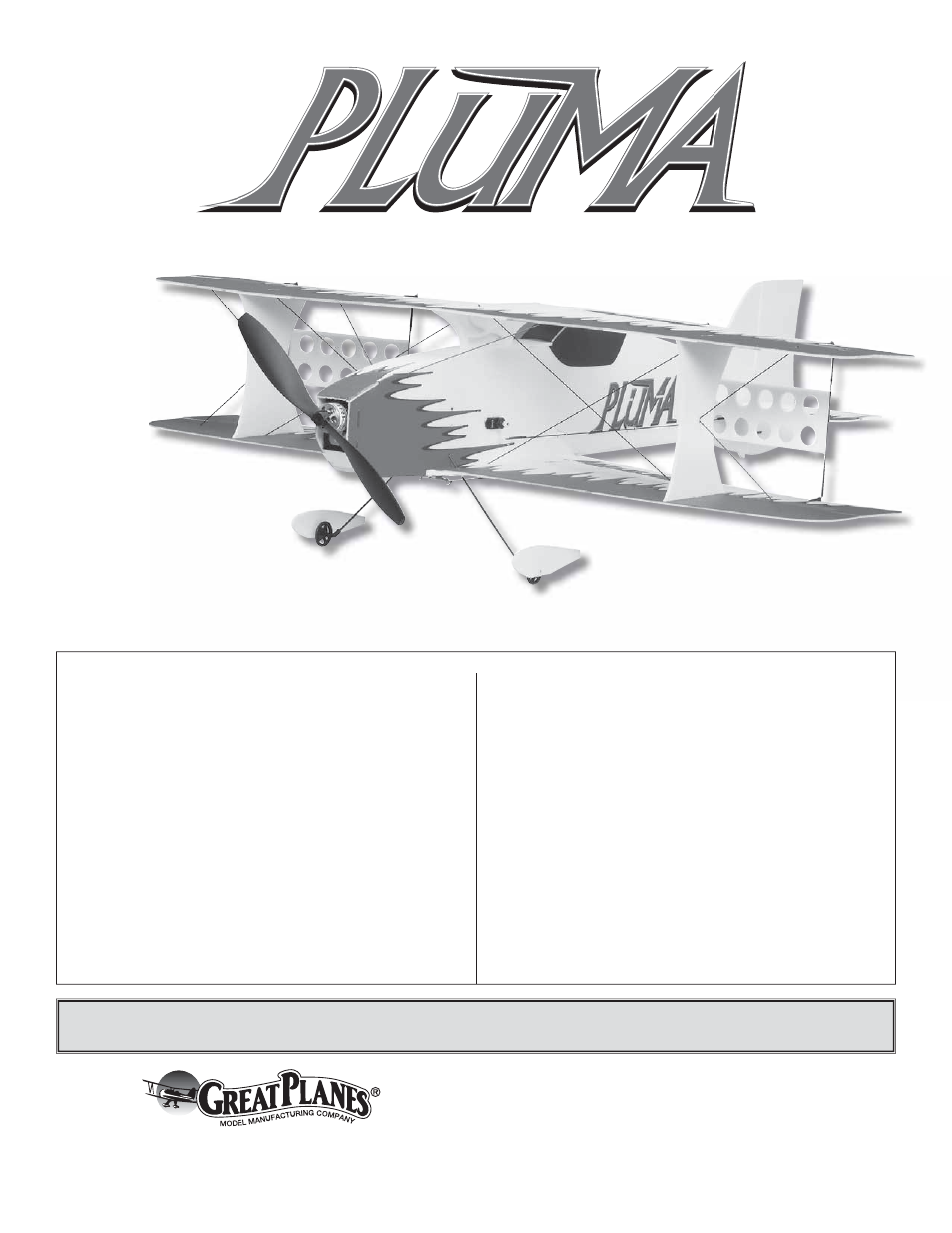 Great Planes Pluma 3D Bipe ARF ARF - GPMA1130 User Manual | 24 pages