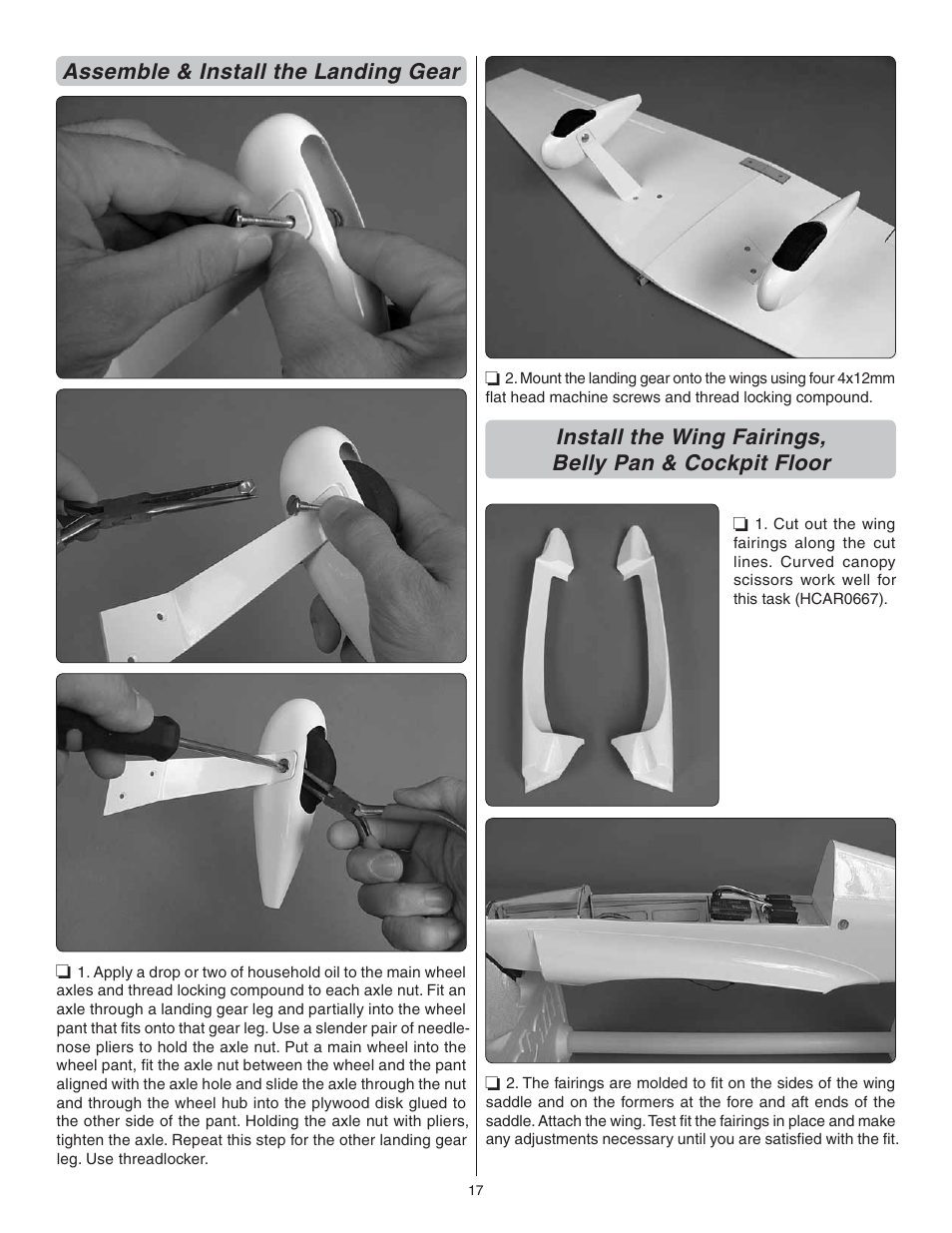 Assemble & install the landing gear | Great Planes Proud Bird ARF - GPMA1260 User Manual | Page 17 / 28
