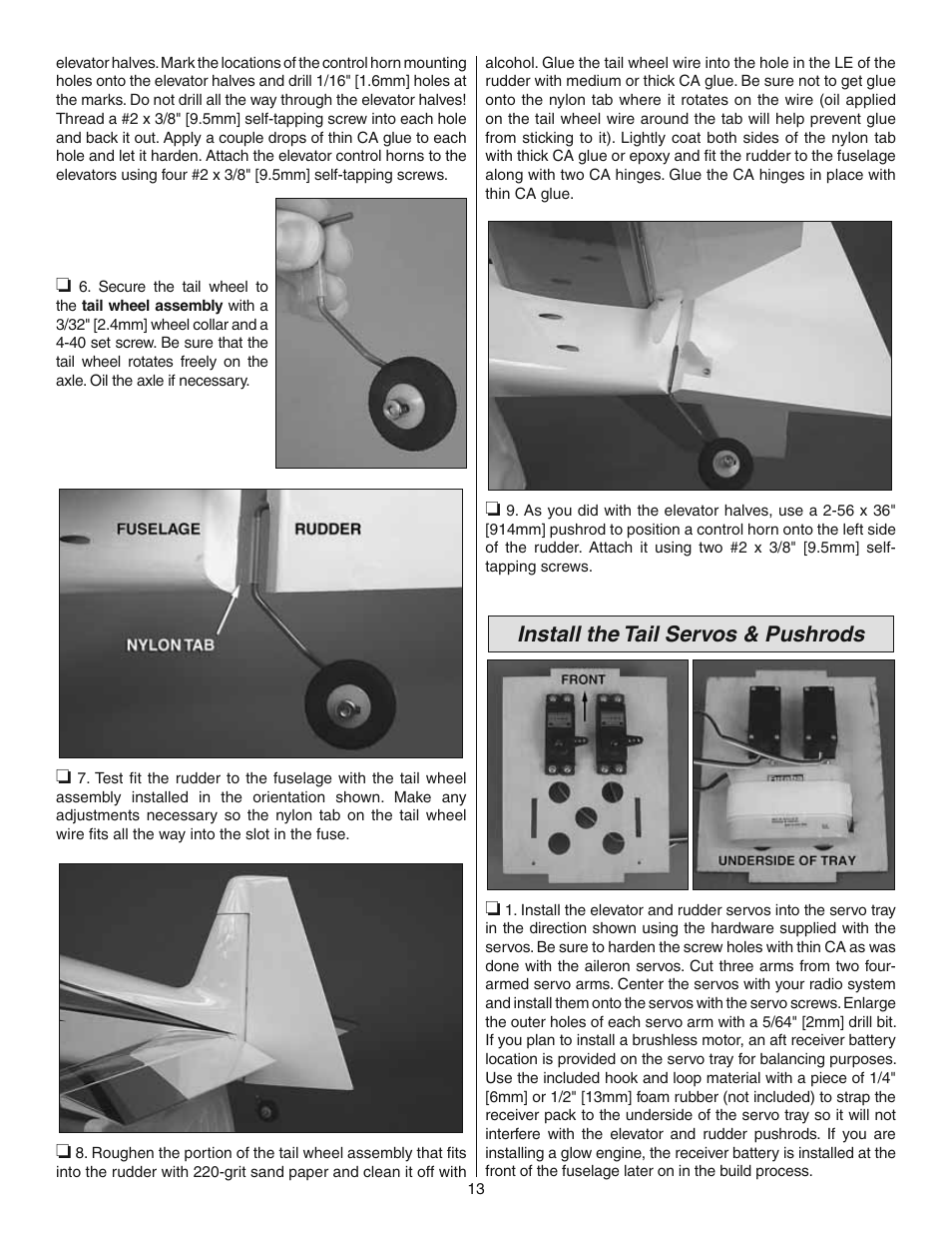 Install the tail servos & pushrods | Great Planes Revolver GP/EP ARF 59" - GPMA1018 User Manual | Page 13 / 32