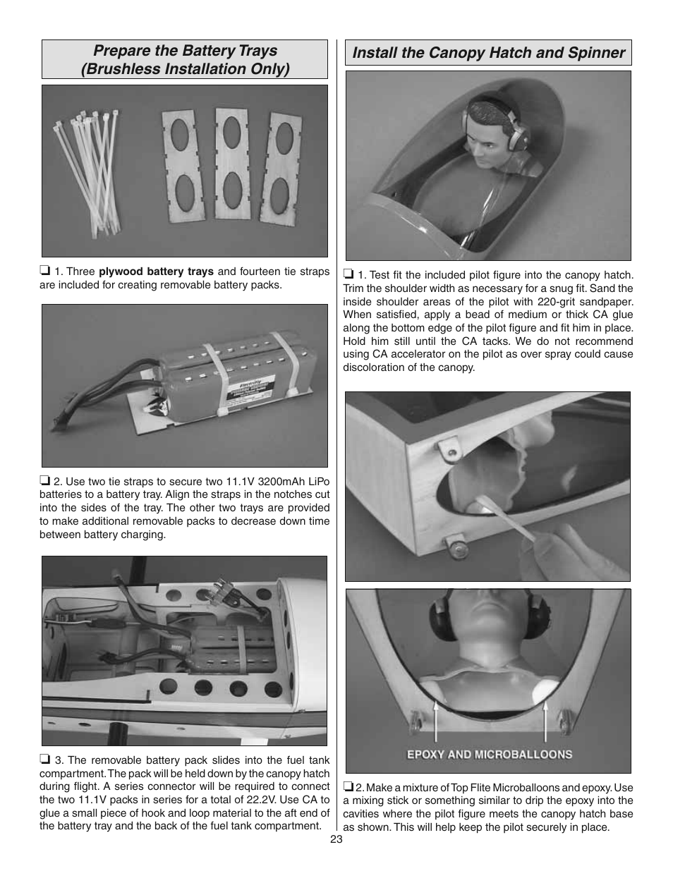 Install the canopy hatch and spinner | Great Planes Revolver GP/EP ARF 59" - GPMA1018 User Manual | Page 23 / 32