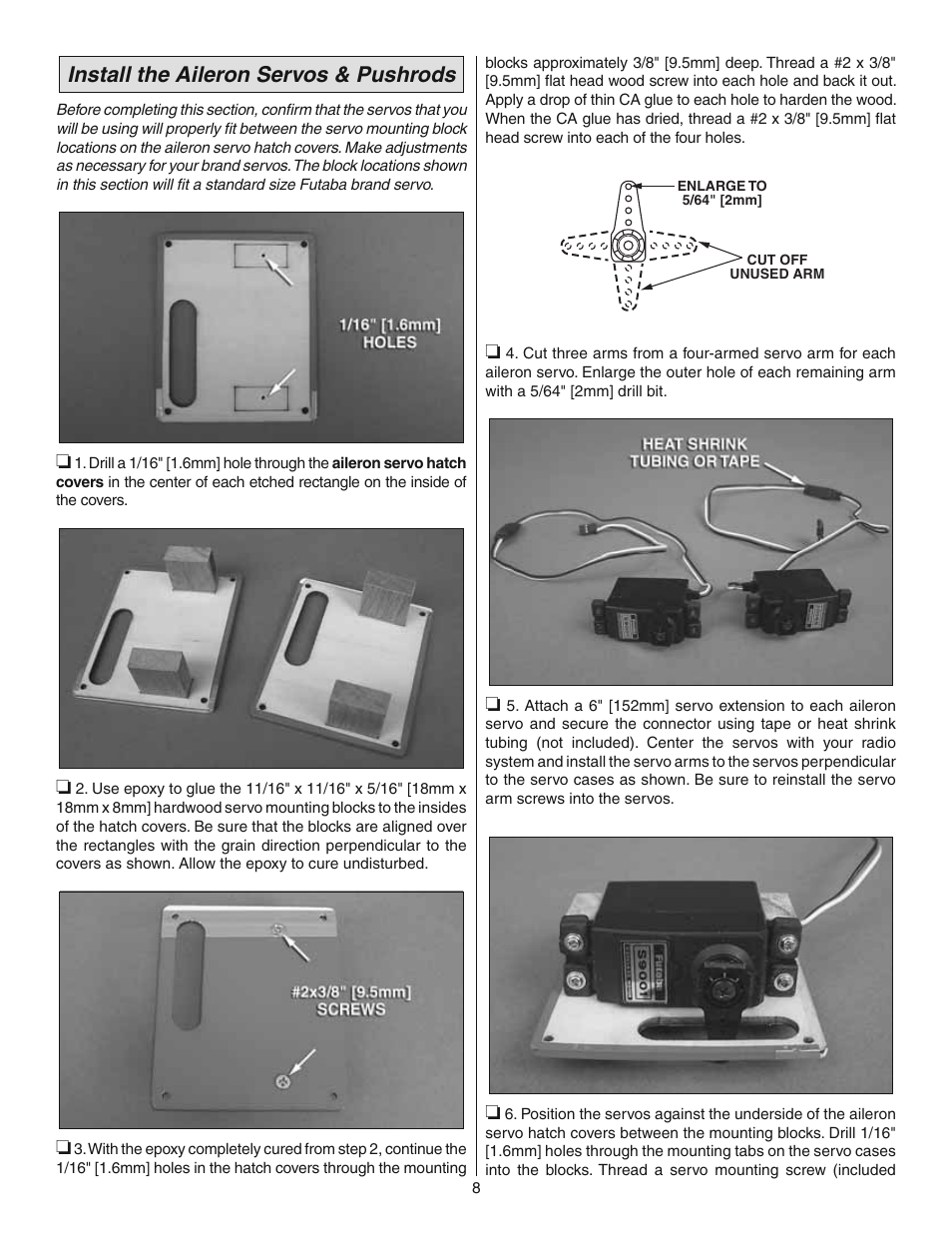 Install the aileron servos & pushrods | Great Planes Revolver GP/EP ARF 59" - GPMA1018 User Manual | Page 8 / 32
