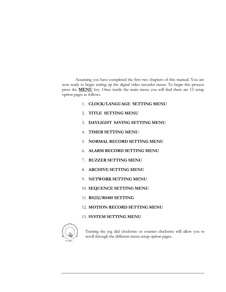 Dvr menu setup, Chapter | Compex Systems DVR4-80 User Manual | Page 14 / 105