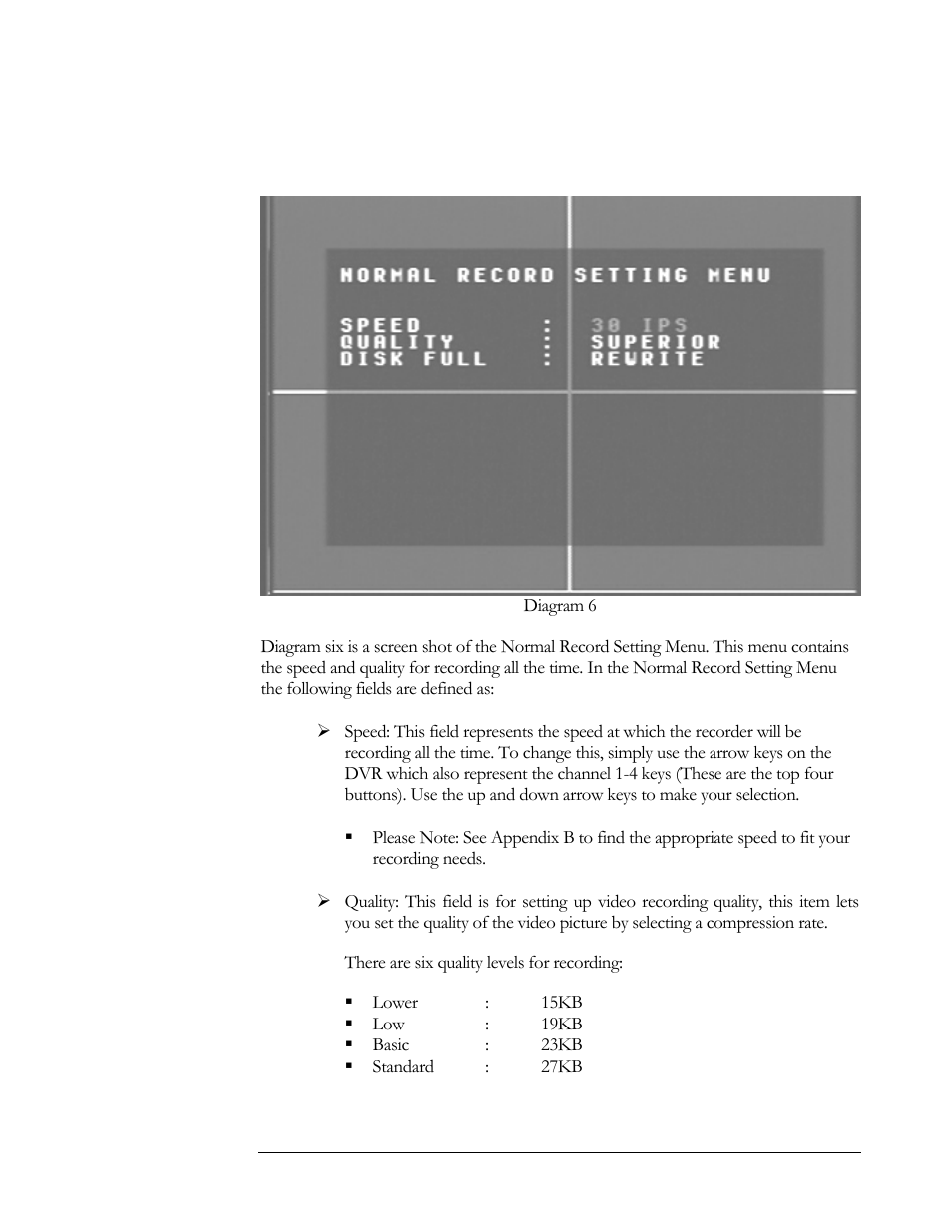 Normal record setting menu | Compex Systems DVR4-80 User Manual | Page 22 / 105