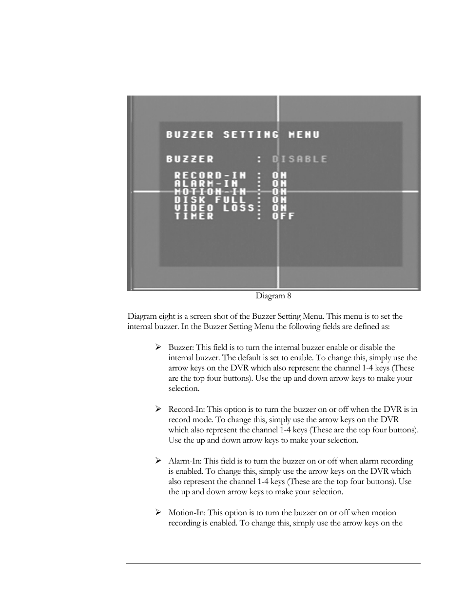 Buzzer setting menu | Compex Systems DVR4-80 User Manual | Page 27 / 105