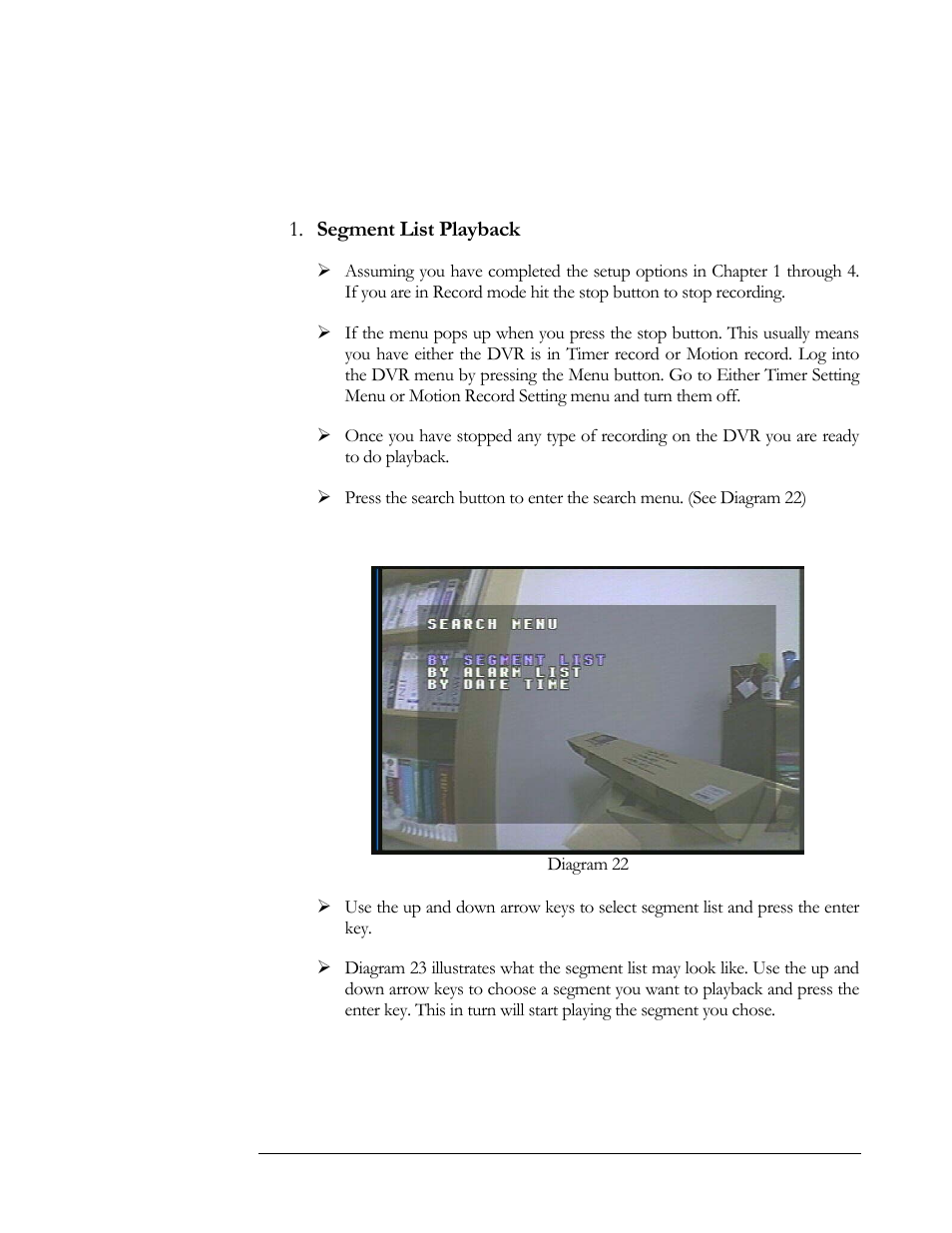 Search playback, Segment list playback | Compex Systems DVR4-80 User Manual | Page 49 / 105