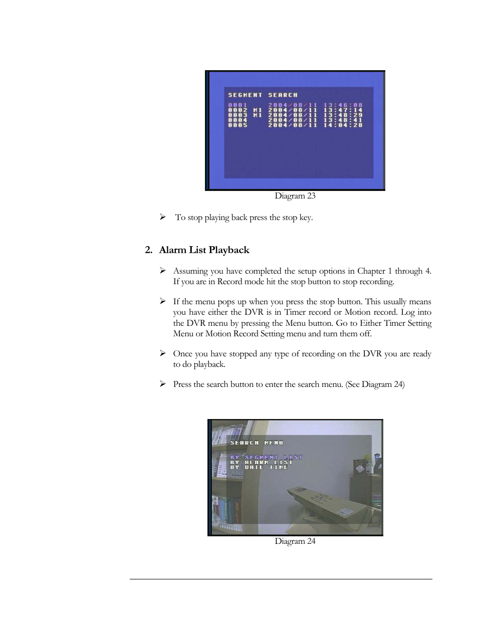 Alarm list playback | Compex Systems DVR4-80 User Manual | Page 50 / 105