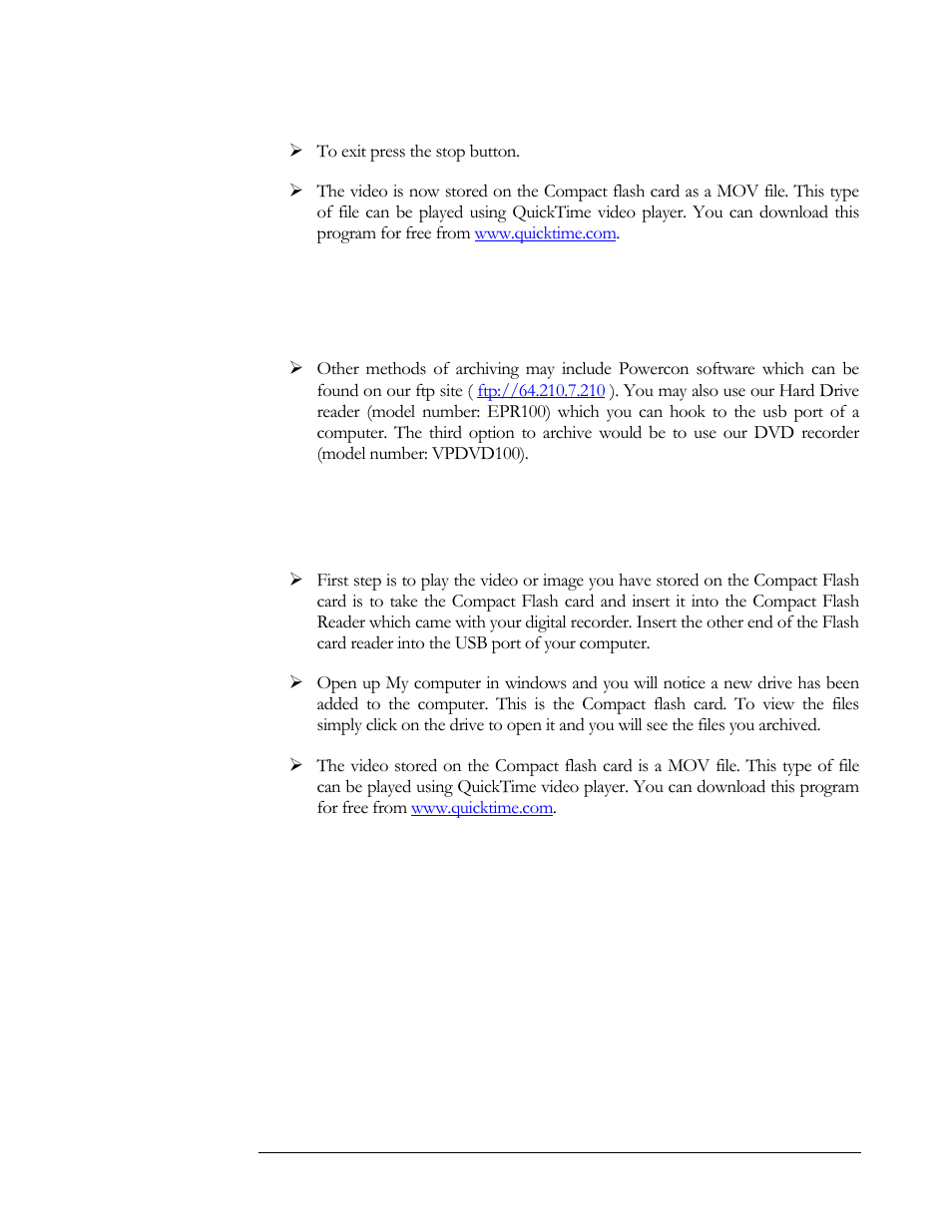 Other archiving methods, Viewing a copied file | Compex Systems DVR4-80 User Manual | Page 55 / 105