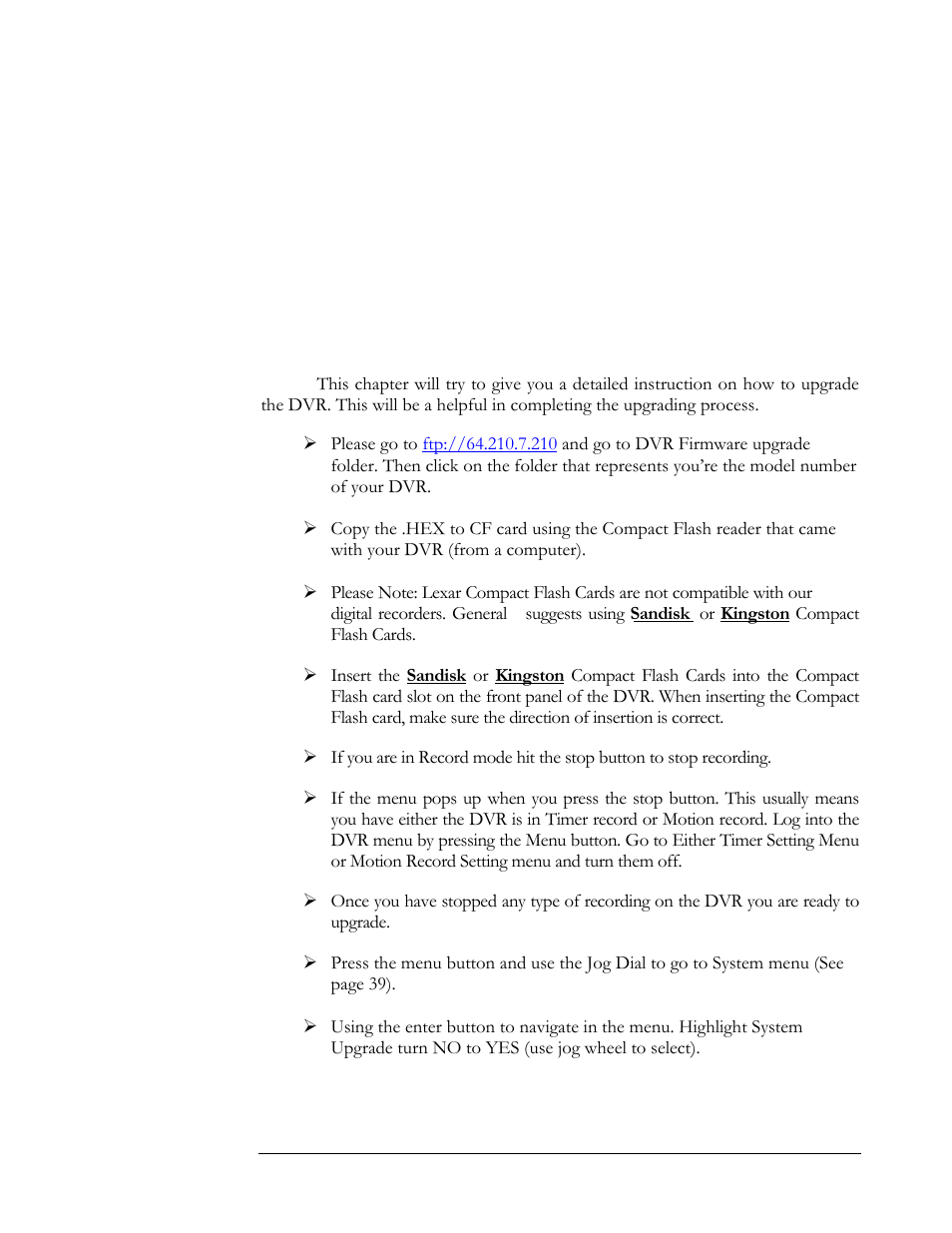 How to upgrade firmware on the dvr, Chapter | Compex Systems DVR4-80 User Manual | Page 57 / 105