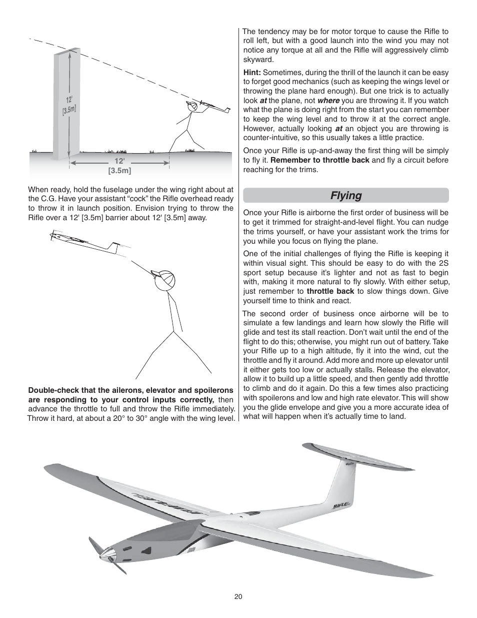 Flying | Great Planes Rifle 1M EP Sport ARF - GPMA1806 User Manual | Page 20 / 24