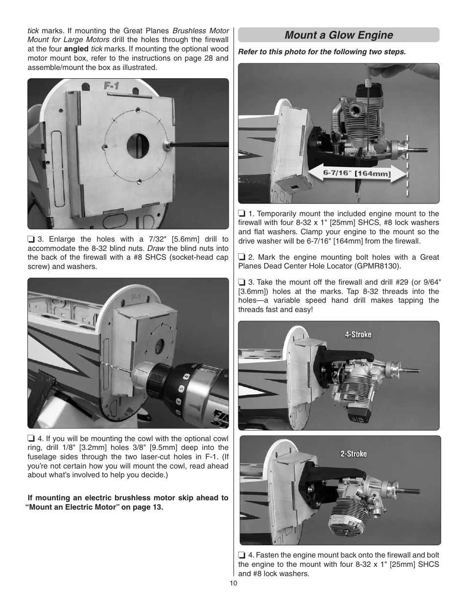 Mount a glow engine | Great Planes Sequence 1.20 EP/GP ARF - GPMA1232 User Manual | Page 10 / 32