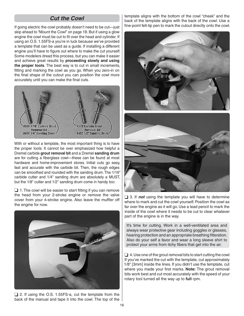 Cut the cowl | Great Planes Sequence 1.20 EP/GP ARF - GPMA1232 User Manual | Page 16 / 32