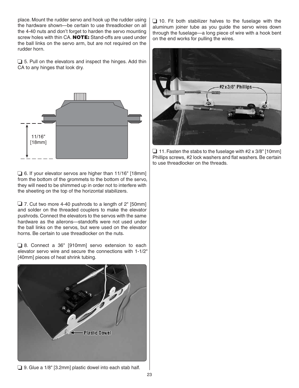 Great Planes Sequence 1.20 EP/GP ARF - GPMA1232 User Manual | Page 23 / 32