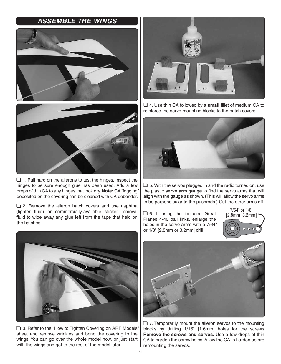 Assemble the wings | Great Planes Sequence 1.20 EP/GP ARF - GPMA1232 User Manual | Page 6 / 32