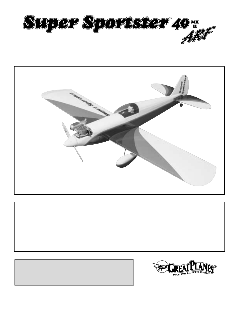 Great Planes Super Sportster 40 MkII ARF - GPMA1042 User Manual | 24 pages