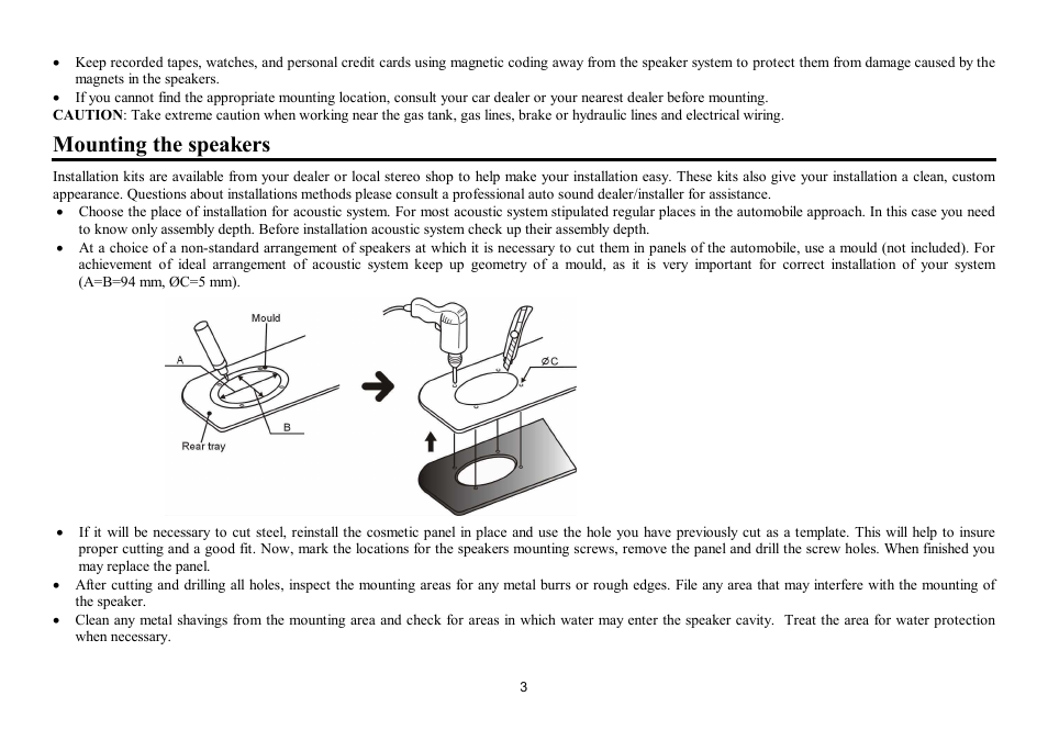 Mounting the speakers | Hyundai H-CSG602 User Manual | Page 3 / 11