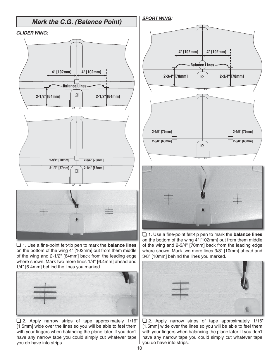 Mark the c.g. (balance point) | Great Planes Syncro EDF - GPMA1581 User Manual | Page 10 / 24