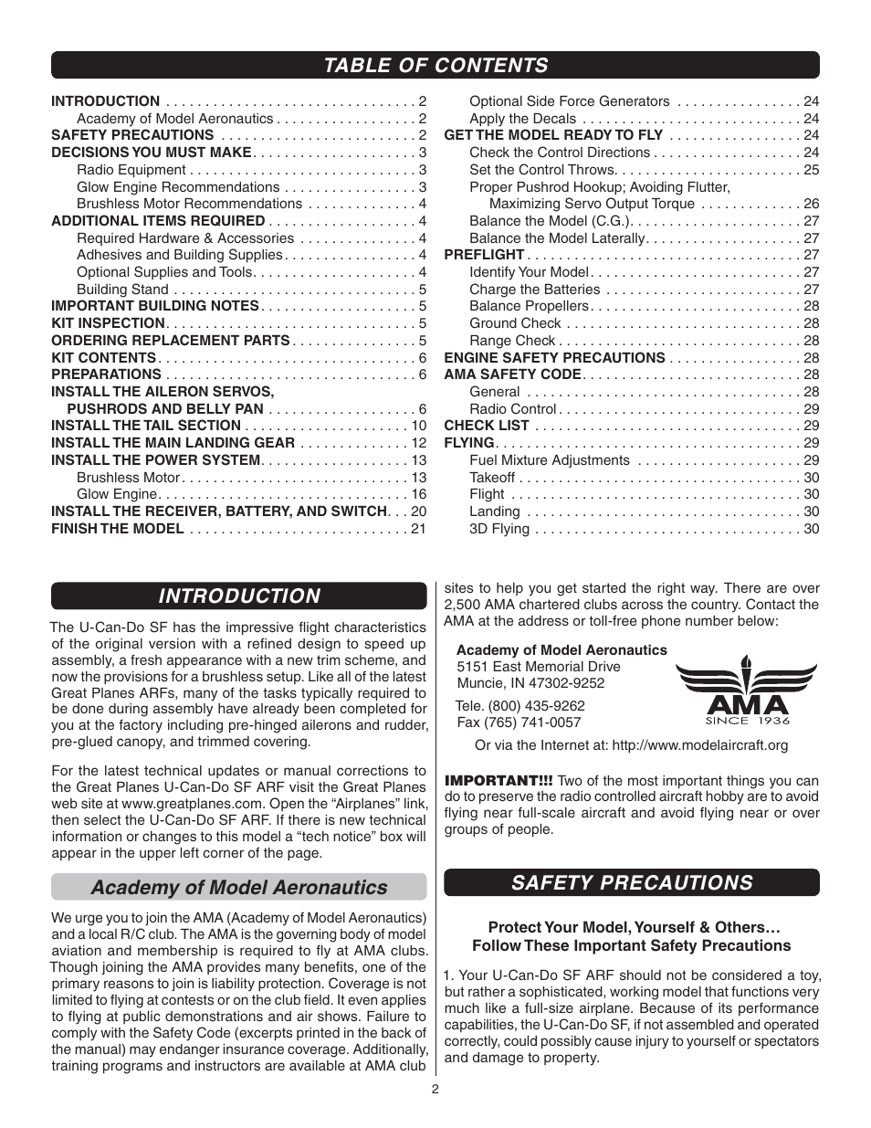 Great Planes U-Can-Do SF EP/GP .80 ARF - GPMA1272 User Manual | Page 2 / 32