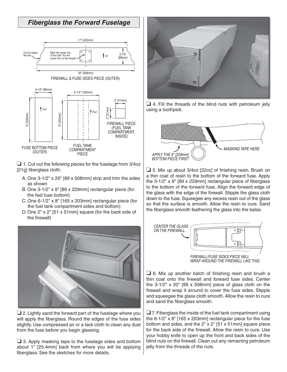 Fiberglass the forward fuselage | Great Planes Viper 500 RTC - GPMA1267 User Manual | Page 2 / 4
