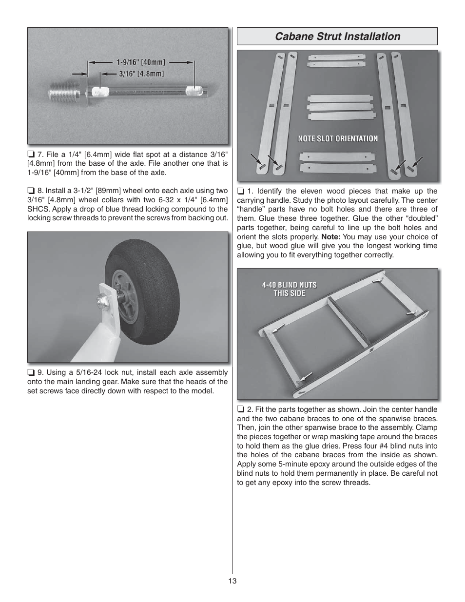 Cabane strut installation | Great Planes Waco YMF-5D Biplane ARF - GPMA1295 User Manual | Page 13 / 40