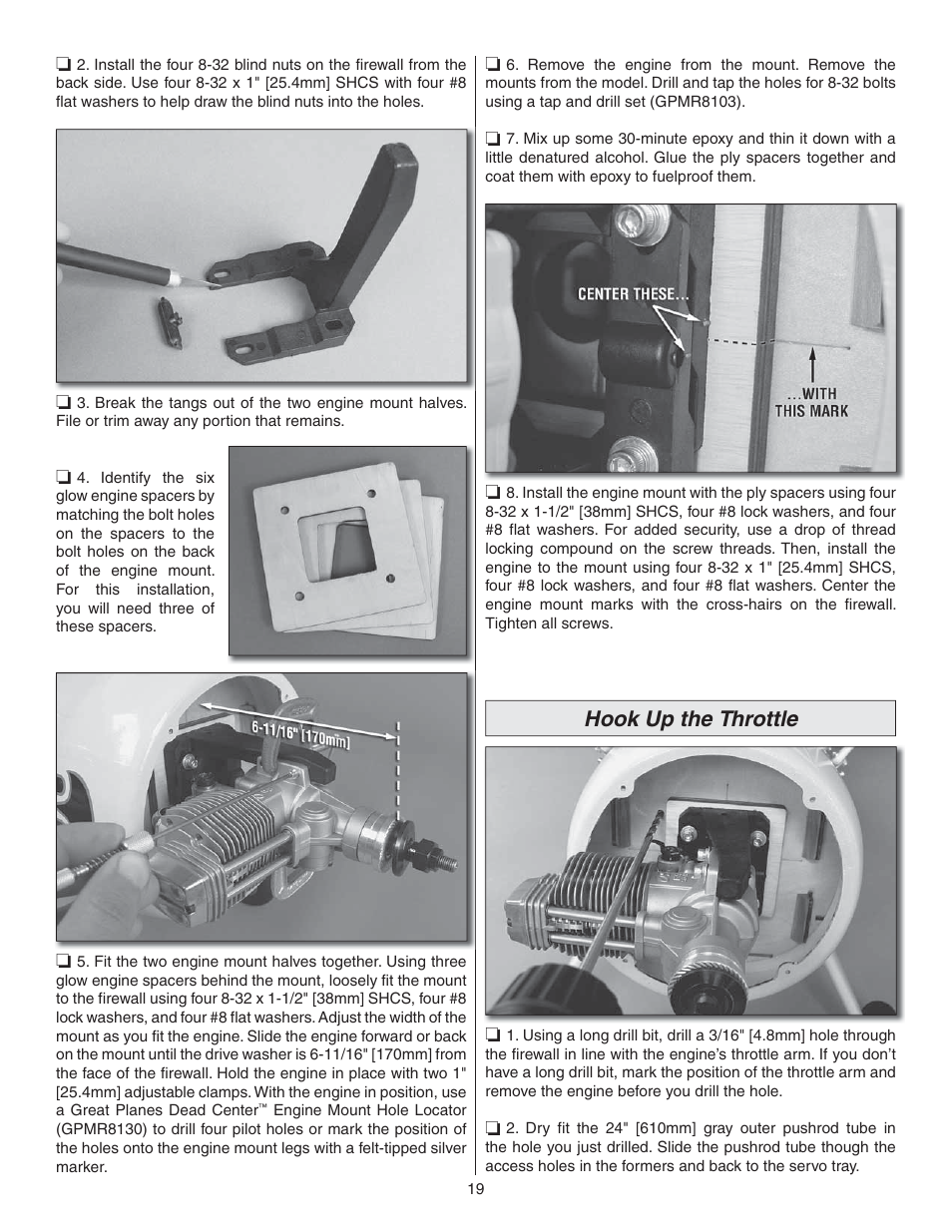 Hook up the throttle | Great Planes Waco YMF-5D Biplane ARF - GPMA1295 User Manual | Page 19 / 40