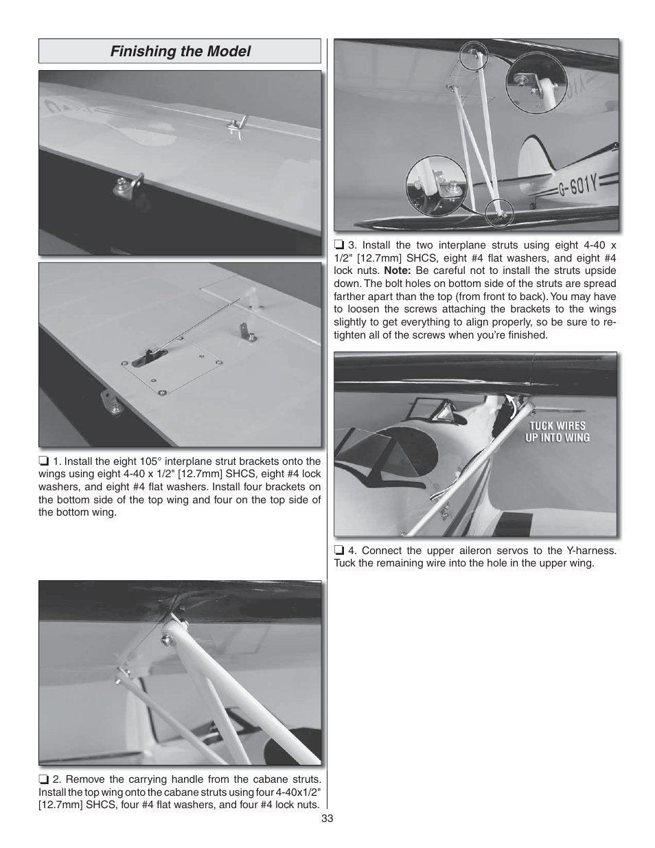 Finishing the model | Great Planes Waco YMF-5D Biplane ARF - GPMA1295 User Manual | Page 33 / 40
