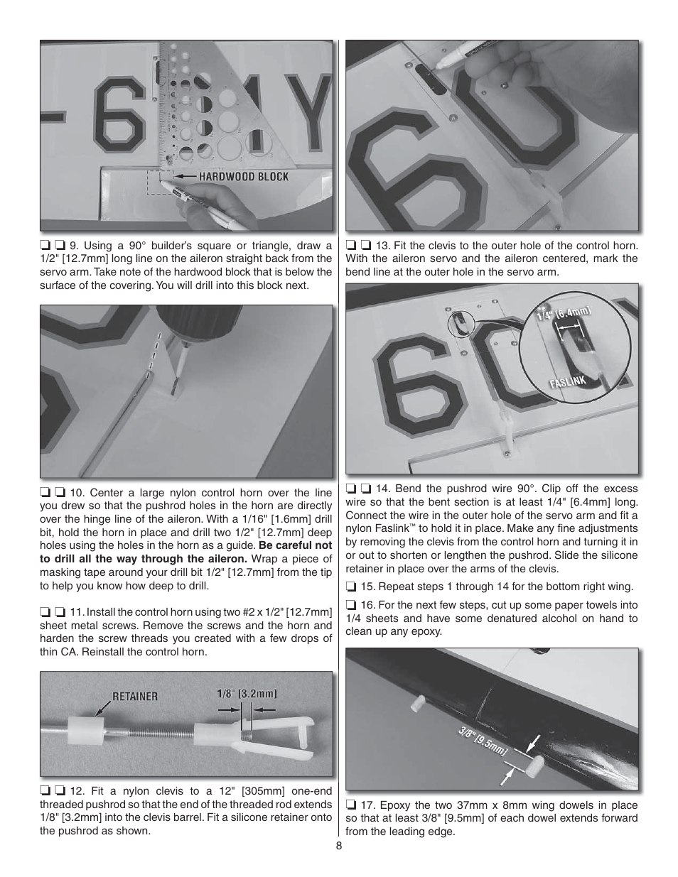 Great Planes Waco YMF-5D Biplane ARF - GPMA1295 User Manual | Page 8 / 40