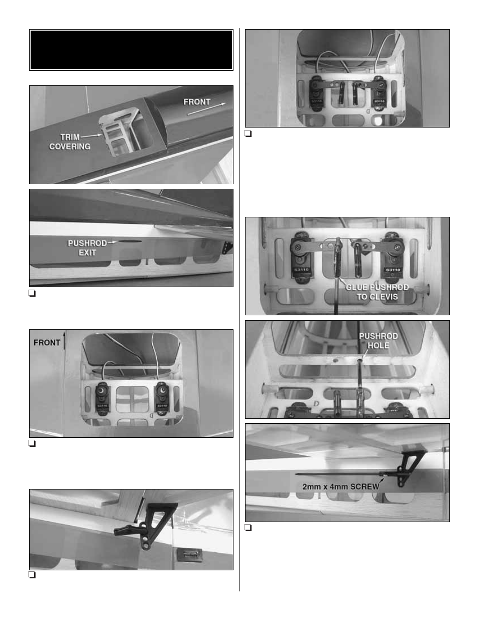 Install the tail servos & pushrods | Great Planes Yak-54 EP 3D ARF - GPMA1542 User Manual | Page 13 / 28