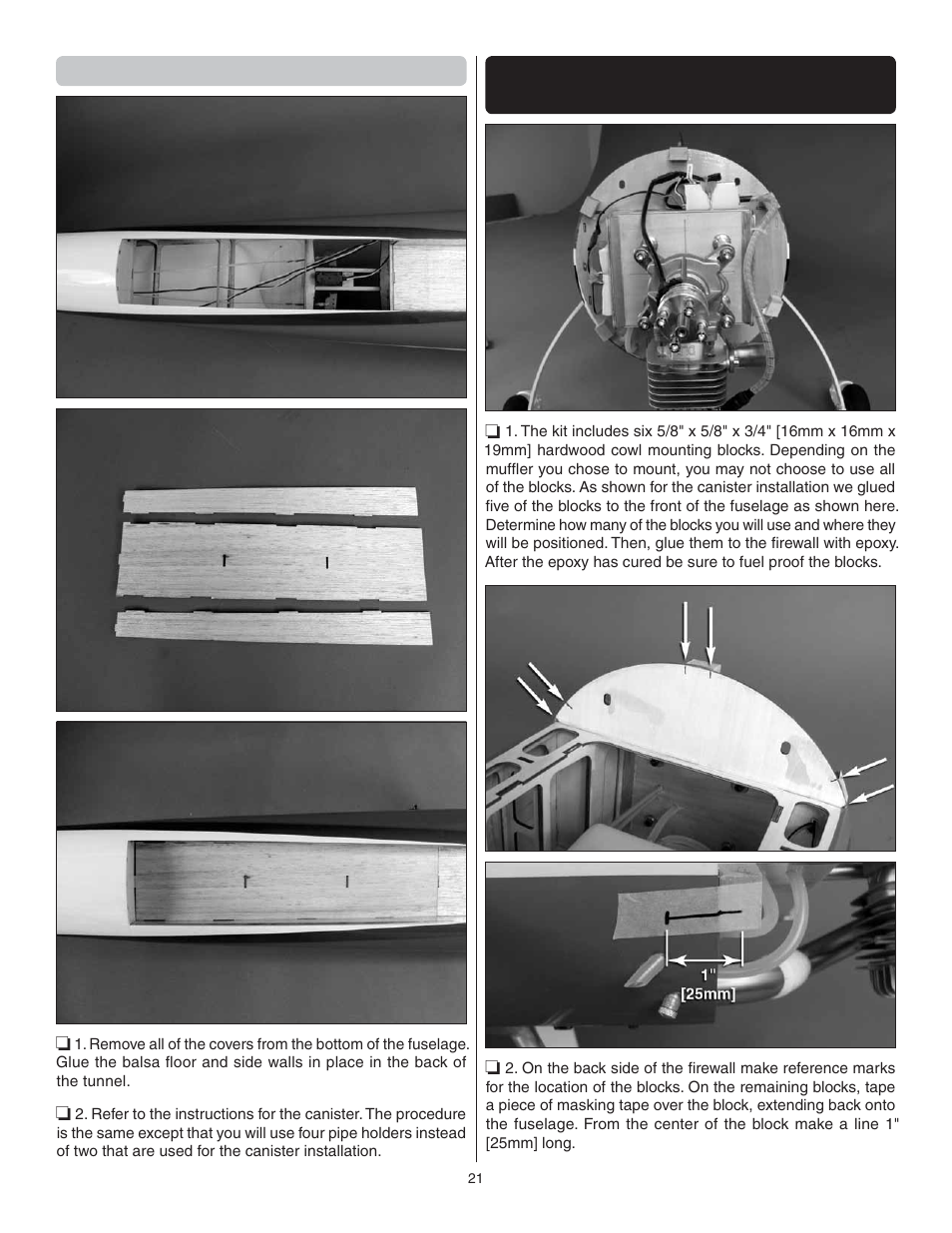 Tuned pipe installation, Mount the cowling and dummy engine | Great Planes Yak-55M 50-55cc Sport / 3D ARF - GPMA1230 User Manual | Page 21 / 32