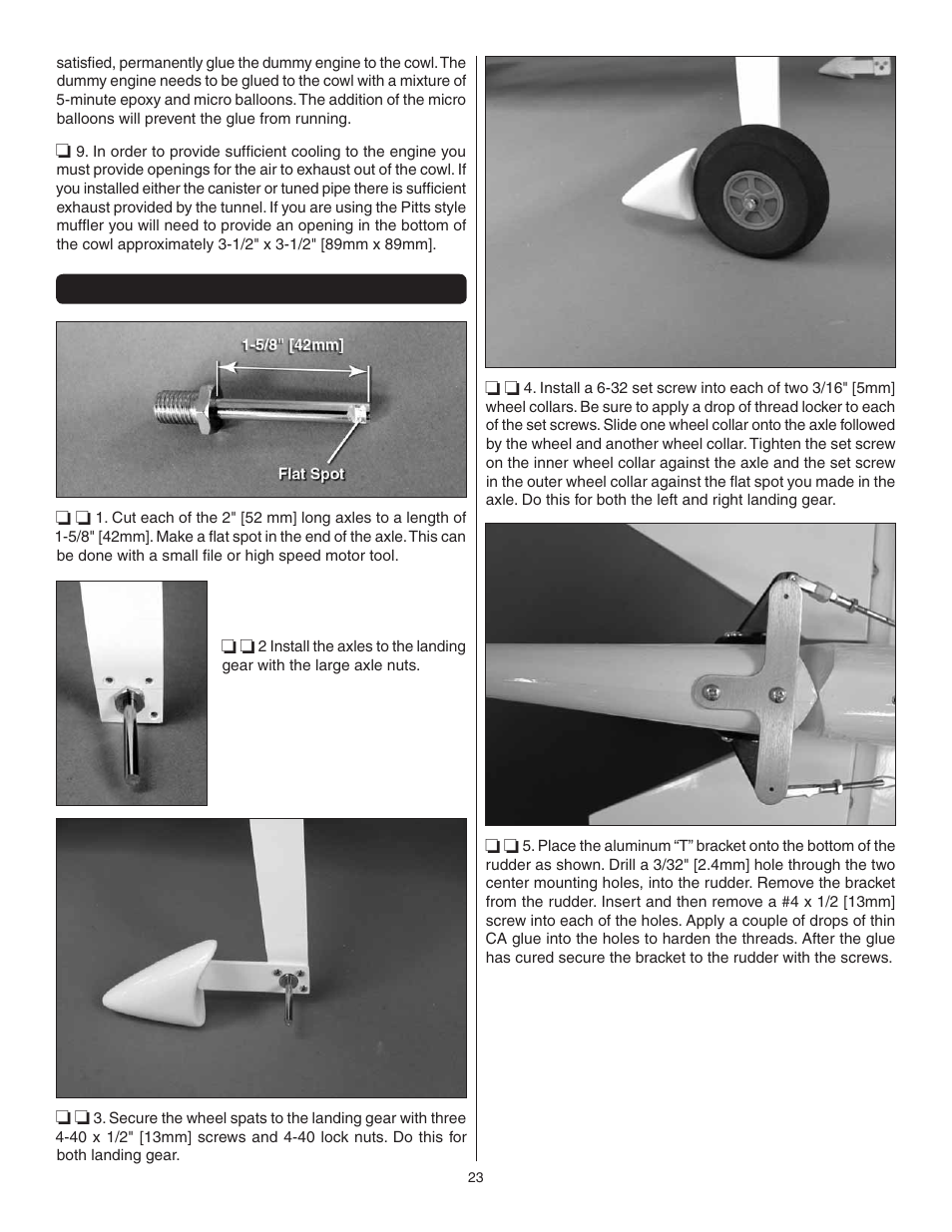 Install the main & tail wheels | Great Planes Yak-55M 50-55cc Sport / 3D ARF - GPMA1230 User Manual | Page 23 / 32