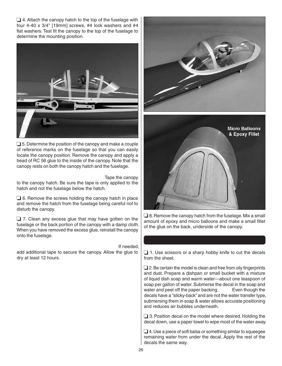 Apply the decals | Great Planes Yak-55M 50-55cc Sport / 3D ARF - GPMA1230 User Manual | Page 26 / 32