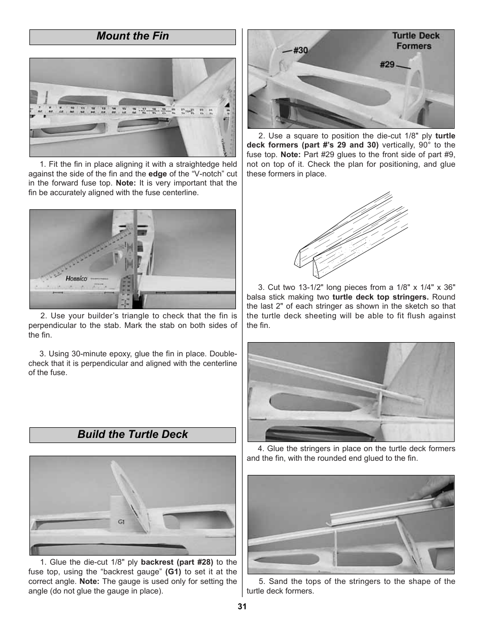 Build the turtle deck mount the fin | Great Planes Extra 300S 60 Kit - GPMA0236 User Manual | Page 31 / 50