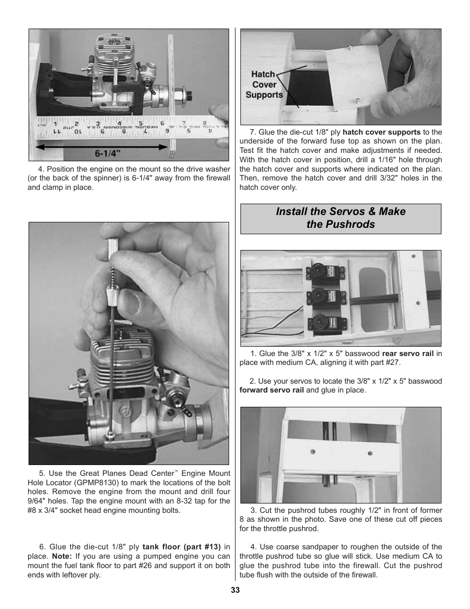 Install the servos & make the pushrods | Great Planes Extra 300S 60 Kit - GPMA0236 User Manual | Page 33 / 50