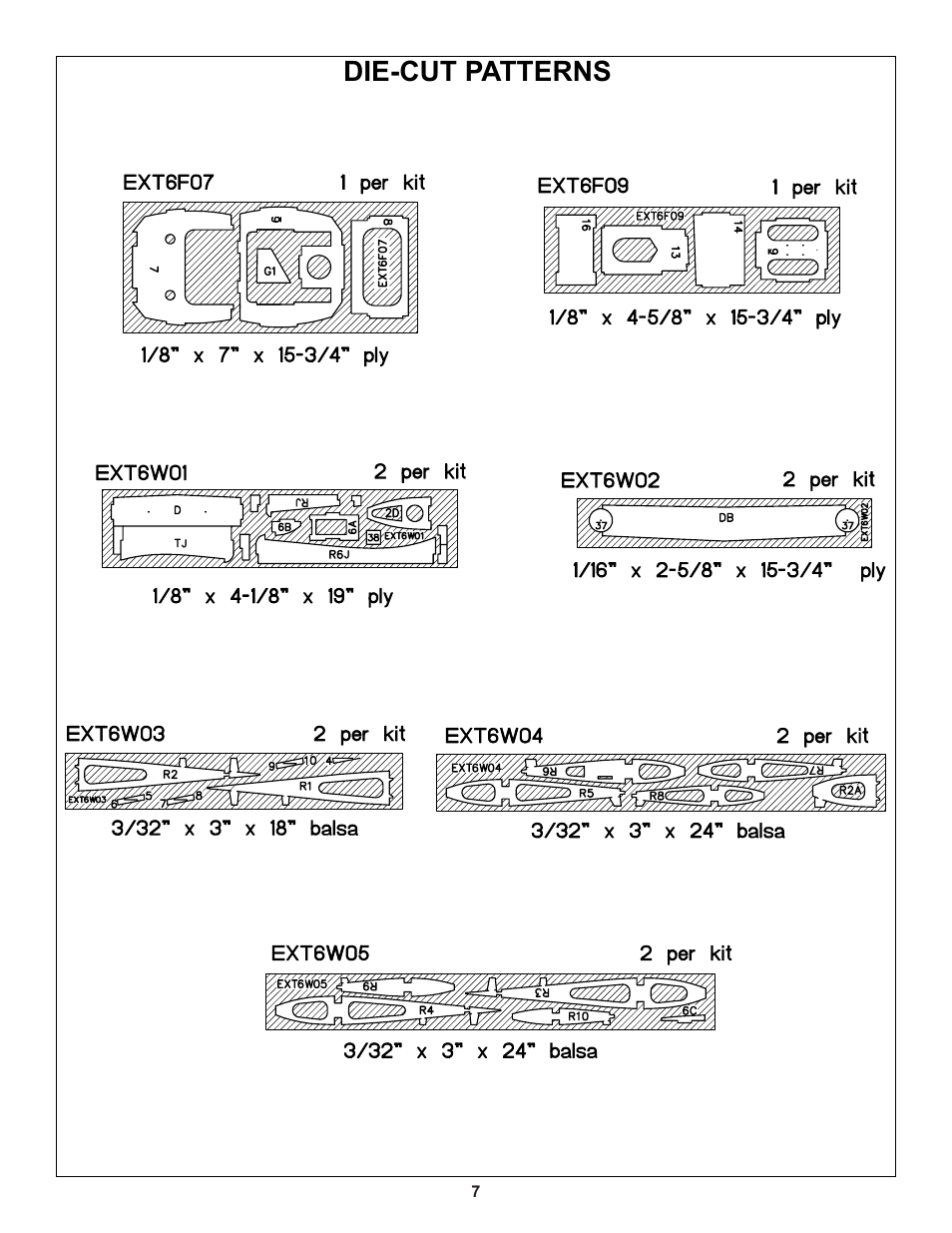 Die-cut patterns | Great Planes Extra 300S 60 Kit - GPMA0236 User Manual | Page 7 / 50