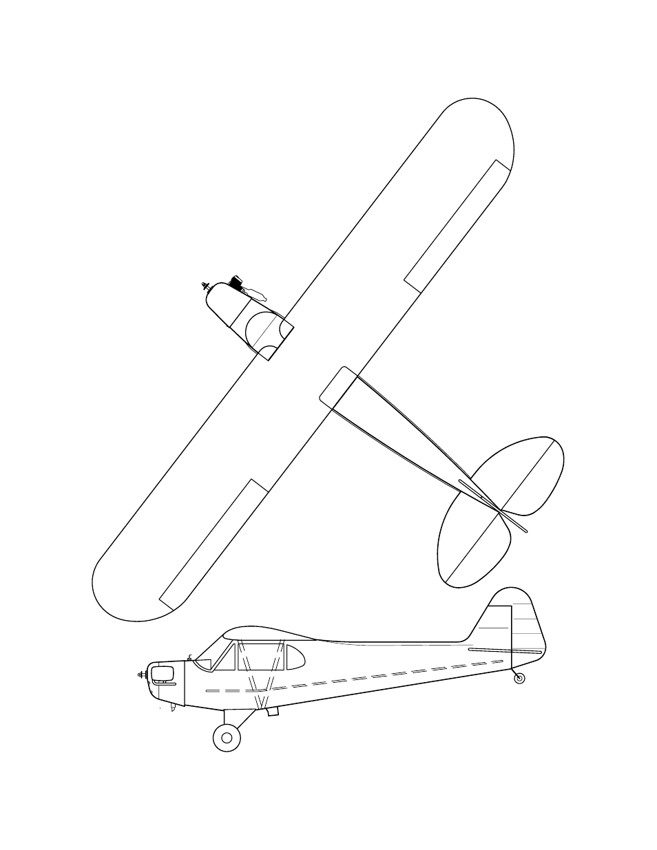 Two-view diagram | Great Planes Piper J-3 Cub 40 Kit - GPMA0160 User Manual | Page 48 / 48