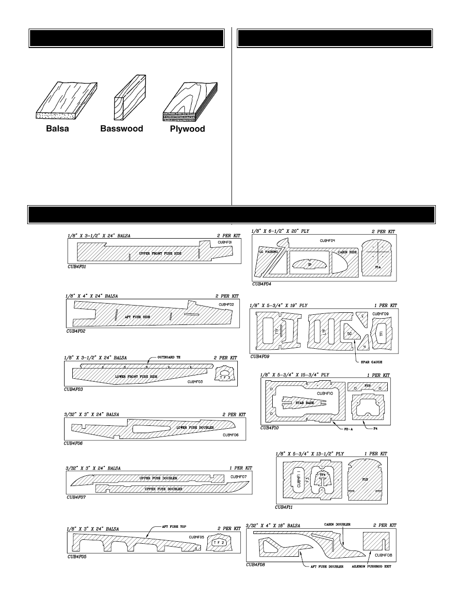 Get ready to build types of wood, Die-cut drawings | Great Planes Piper J-3 Cub 40 Kit - GPMA0160 User Manual | Page 6 / 48