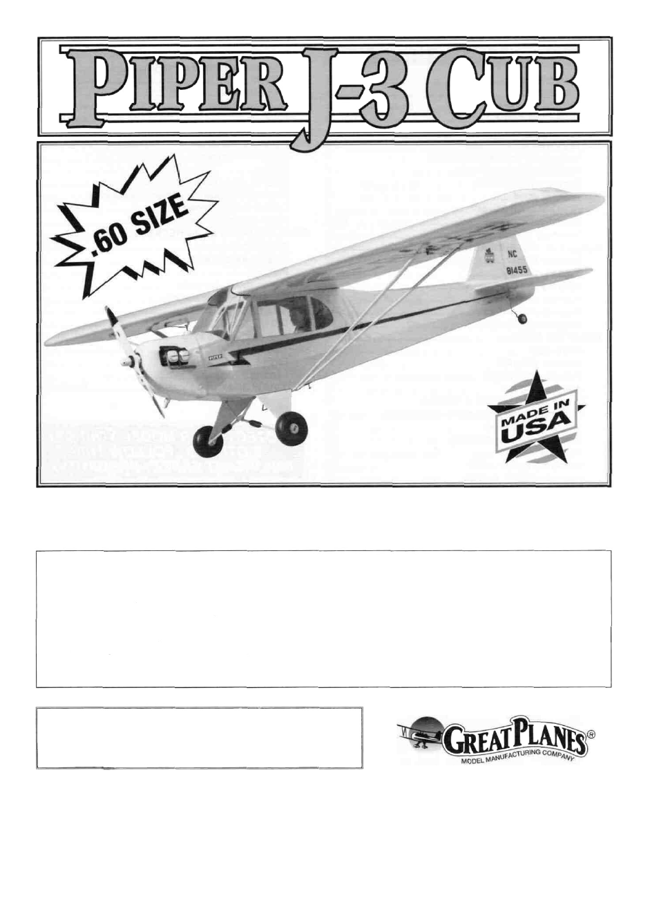 Great Planes Piper J-3 Cub 60 Kit - GPMA0162 User Manual | 52 pages