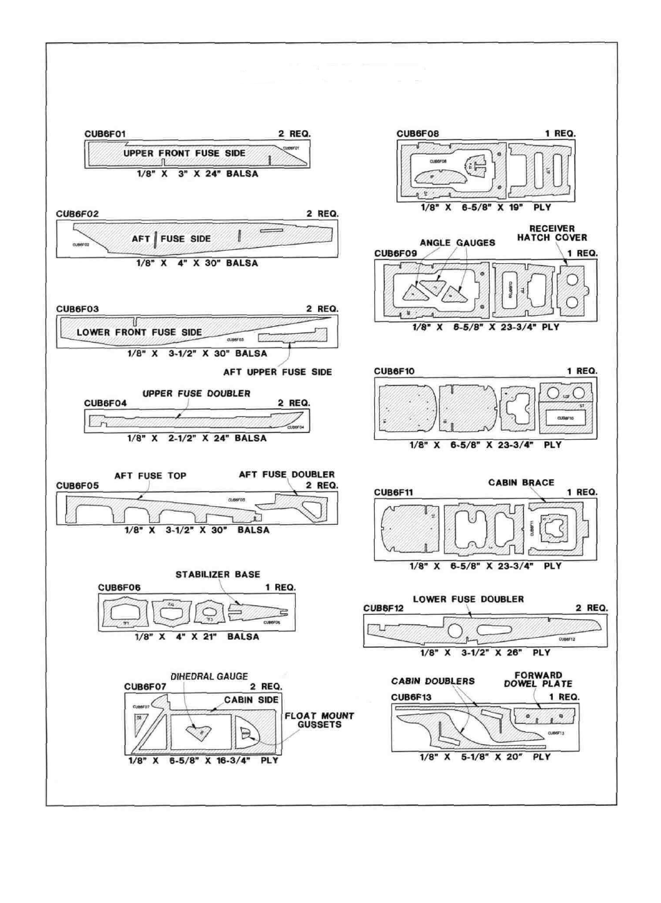 Die-cut patterns | Great Planes Piper J-3 Cub 60 Kit - GPMA0162 User Manual | Page 6 / 52