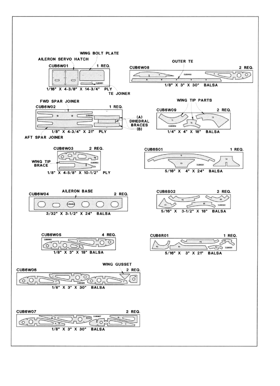 Die-cut patterns | Great Planes Piper J-3 Cub 60 Kit - GPMA0162 User Manual | Page 7 / 52