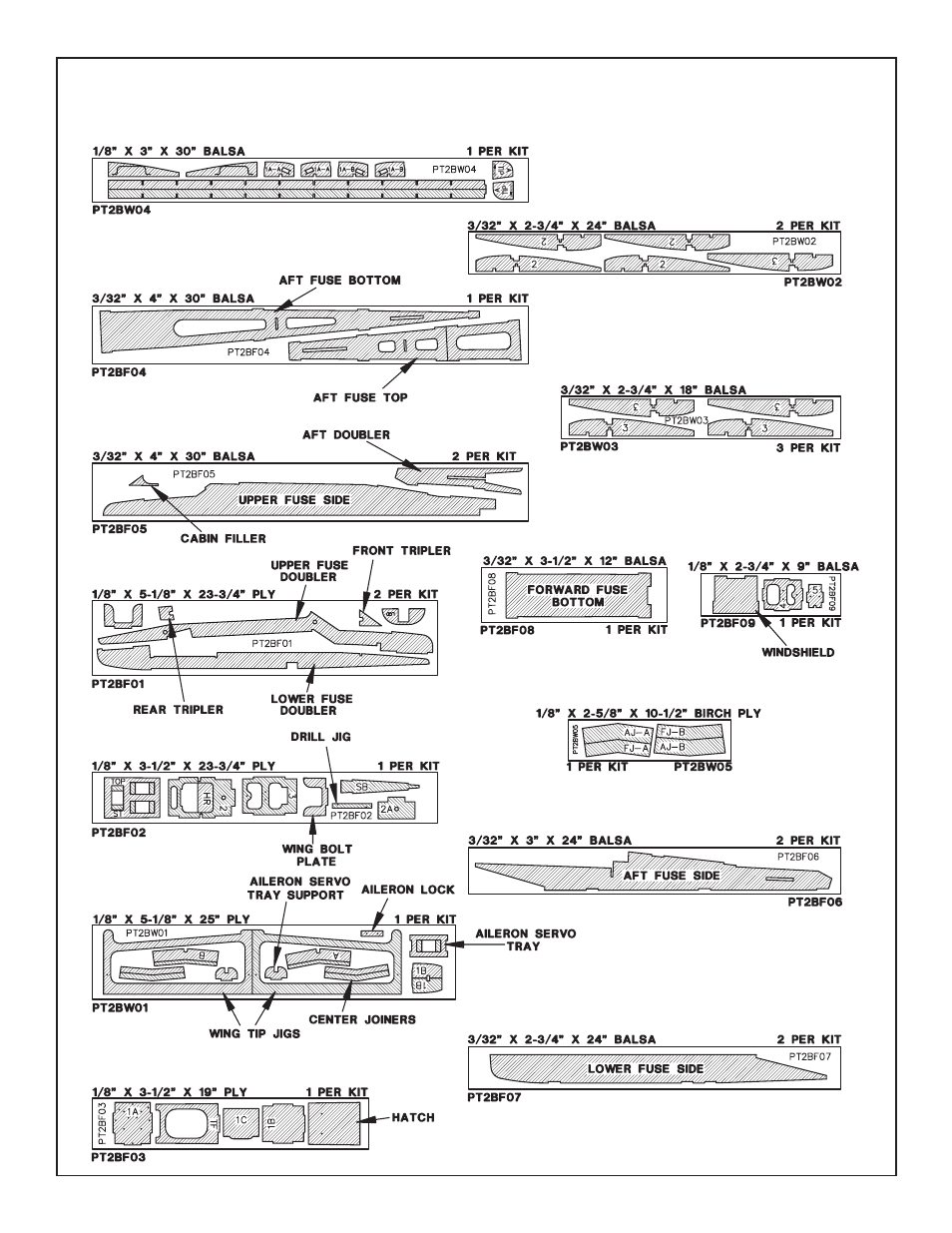 Die-cut patterns for pt-20 | Great Planes PT-40 MkII Kit - GPMA0118 User Manual | Page 10 / 64