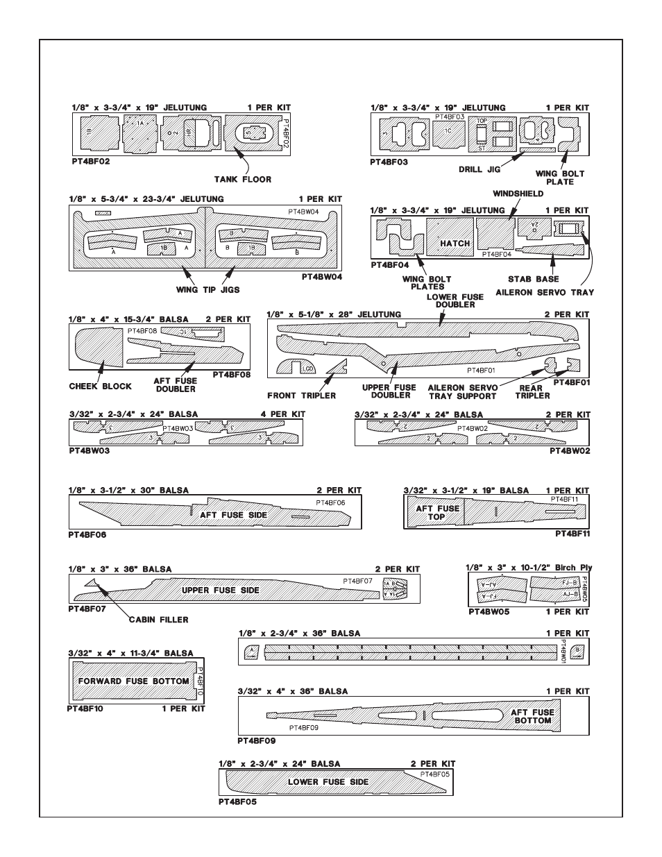 Die-cut patterns for pt-40 | Great Planes PT-40 MkII Kit - GPMA0118 User Manual | Page 11 / 64